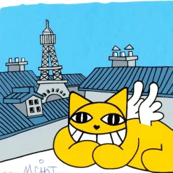 M.CHAT (Thoma Vuille) - Sérigraphie originale "Paris, l'envol du chat" 25x25cm - 2020