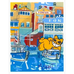 M.CHAT (Thoma Vuille) - Sérigraphie "Marseille" 76x56cm - 2024