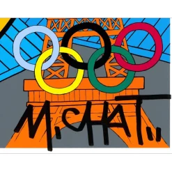 M.CHAT (Thoma Vuille) - Sérigraphie "Jeux de Paris" 56x76cm - 2024