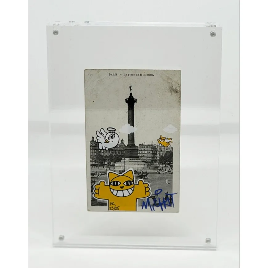 M.CHAT (Thoma Vuille) - Sérigraphie sur carte postale "Paris 23/25" 14x9cm - 2019
