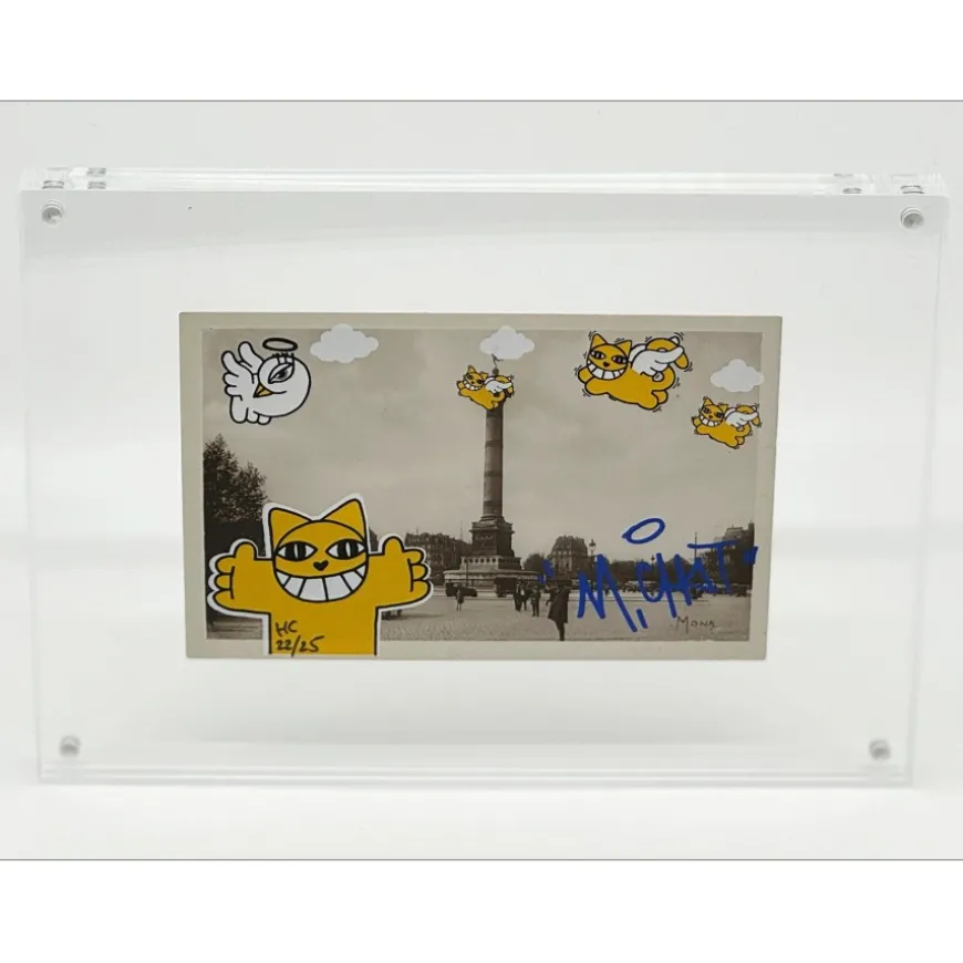 M.CHAT (Thoma Vuille) - Sérigraphie sur carte postale "Paris 22/25" 9x14cm - 2019