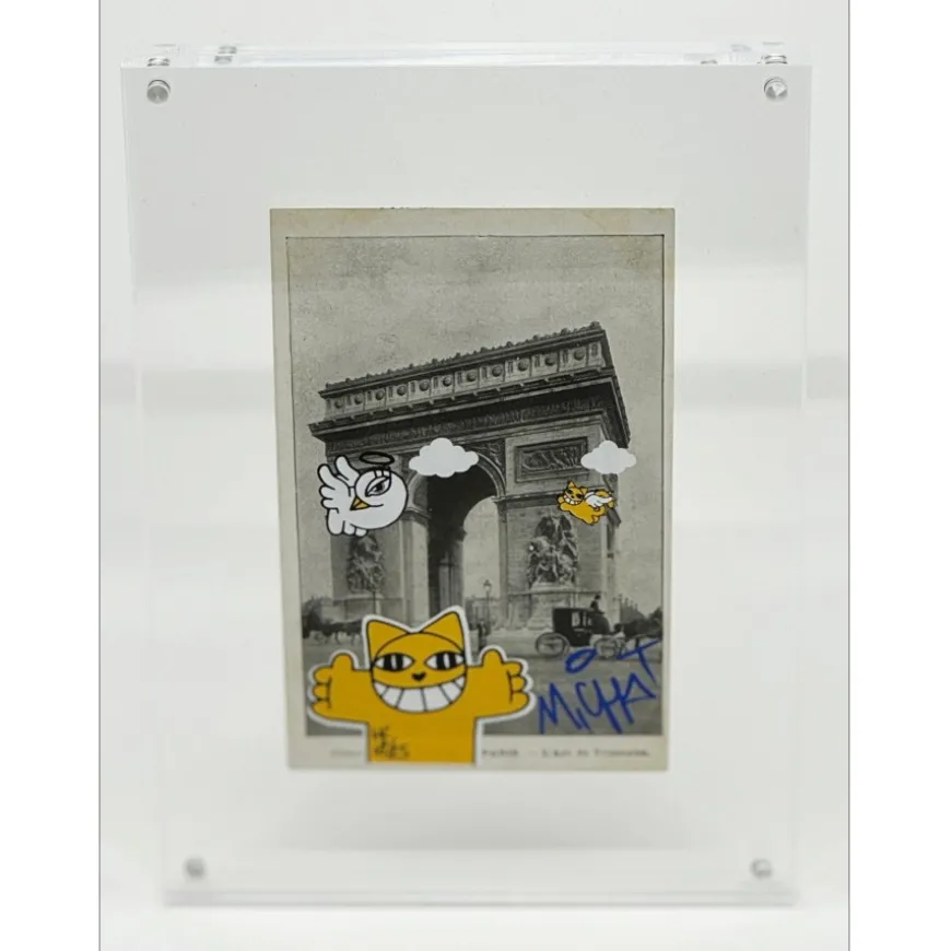 M.CHAT (Thoma Vuille) - Sérigraphie sur carte postale "Paris 18/25" 14x9cm - 2019