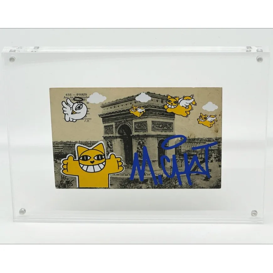 M.CHAT (Thoma Vuille) - Sérigraphie sur carte postale "Paris 8/25" 9x14cm - 2019