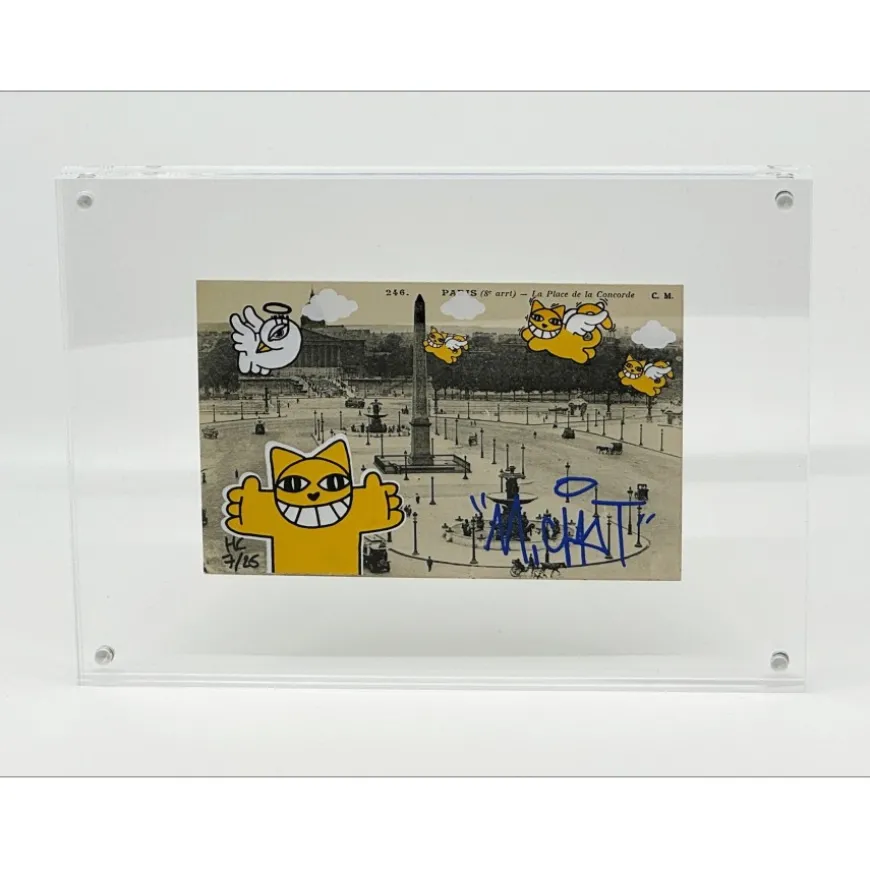 M.CHAT (Thoma Vuille) - Sérigraphie sur carte postale "Paris 7/25" 9x14cm - 2019