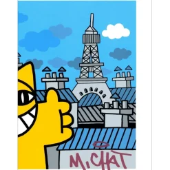 M.CHAT (Thoma Vuille) - Sérigraphie originale "Escapade" 56x76cm - 2021