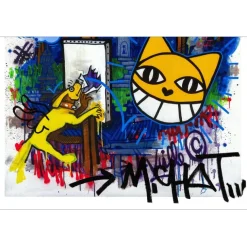 M.CHAT (Thoma Vuille) - Sérigraphie "Retour de Seoul" 99x80cm, rehaussée !