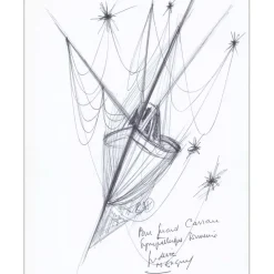 MENGUY frédéric - Dessin original à l'encre "Bateaux 02" 27x21cm - 1963