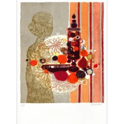 MENGUY frédéric - Lithographie originale - papier Japon "Intimité" - 76x54cm - 1972