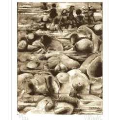 MENTOR Blasco - Lithographie "La plage" 32x25cm - 1971