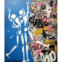 MESNAGER Jérôme - Peinture "L'homme blanc, La danse" 61x50cm - 2024