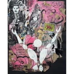 MESNAGER Jérôme - Peinture "L'homme blanc x Charlie Chaplin" 40x30cm - 2024
