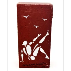 MESNAGER Jérôme - Peinture sur brique "l'homme en blanc B3" 22x11x6cm - 2024