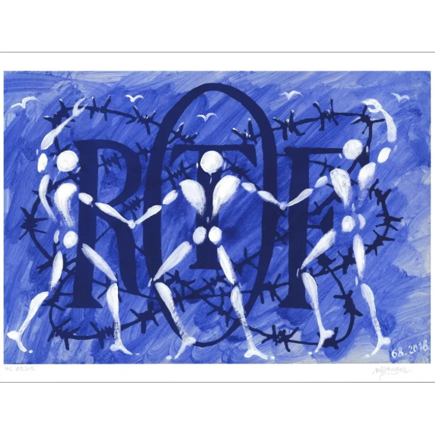 MESNAGER Jérôme - Sérigraphie originale "La ronde des cœurs, ORTF, mai 1968" 50x70cm - 2018