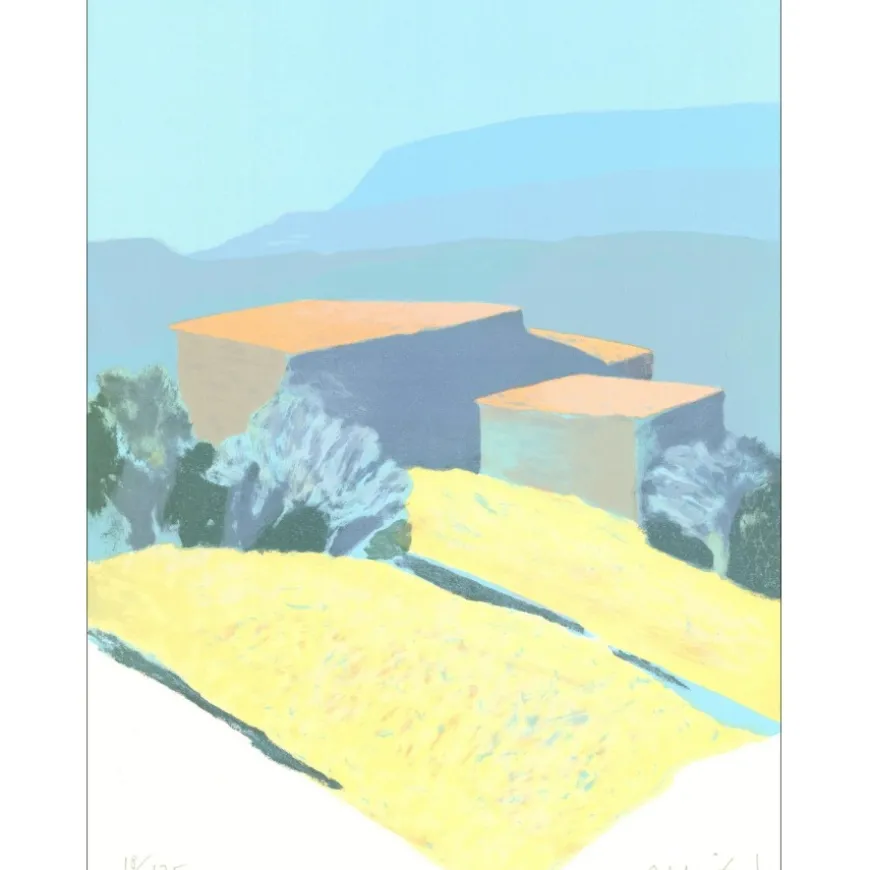 MÜHL Roger - Lithographie originale "Provence : Devant le jardin" 42x32cm