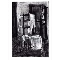 MINAUX André - Lithographie originale "Nature morte à la chaise" 56x38cm - 1970