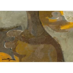 MINAUX André - Peinture originale à la gouache "Portrait de femme" 63x48cm - 1964
