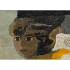 MINAUX André - Peinture originale à la gouache "Portrait de femme" 63x48cm - 1964