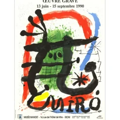 MIRO Joan - Lithographie "Exposition Œuvre Gravé, Musée Mandet " 70x51cm - 1990