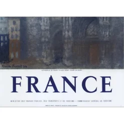 MONET Claude - Lithographie "France, La Cathédrale de Rouen" 100x62cm - 1950