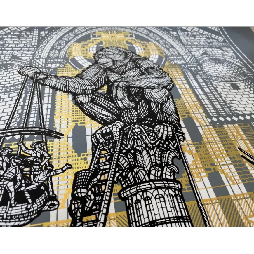MONKEYBIRD - Sérigraphie originale avec Or 24 carats "Siméon" 70x50cm - 2020