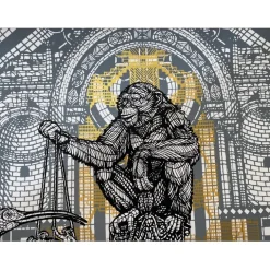 MONKEYBIRD - Sérigraphie originale avec Or 24 carats "Siméon" 70x50cm - 2020