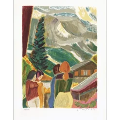 MONTANÉ Roger - Lithographie originale "A la Montagne" 72x52cm