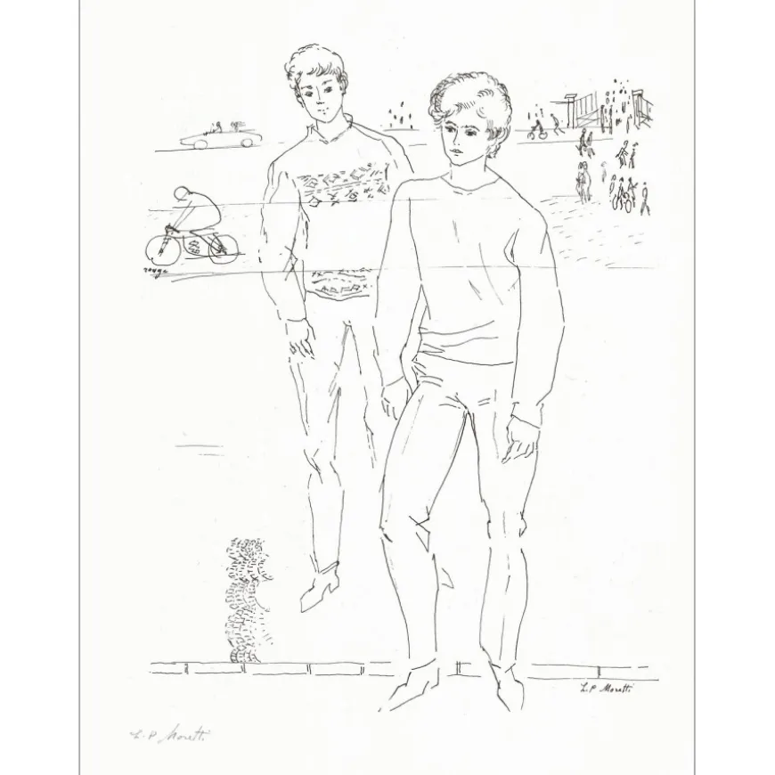 MORETTI Lucien Philippe - Lithographie "Les garçons" 32x25cm