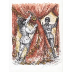 MORETTI Lucien Philippe - Lithographie originale "Le spectacle" 54x38cm - 1975