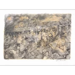 MORETTI Lucien Philippe - Lithographie originale "Le train" 54x76cm - 1975