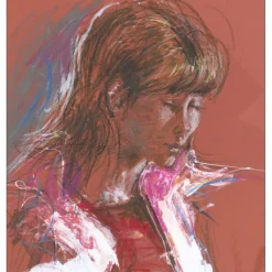 MORETTI Lucien Philippe - Philippe - Dessin original au fusain et acrylique "Portrait de jeune femme" 34x31cm