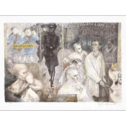 MORETTI Lucien Philippe - Lithographie originale "Chez le barbier" 54x76cm - 1975