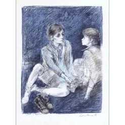 MORETTI Lucien Philippe - Lithographie originale "Les deux amis" 54x38cm - 1975