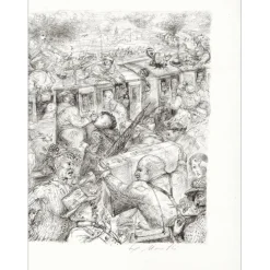 MORETTI Lucien Philippe - Lithographie originale "Le train" 54x76cm - 1975