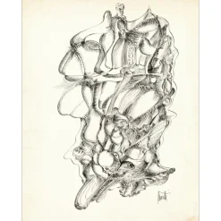 MORETTI Raymond - Dessin original à l'encre "Composition GD08" 65x50cm