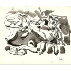 MORETTI Raymond - Dessin original à l'encre "Composition GD13" 50x65cm