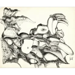 MORETTI Raymond - Dessin original à l'encre "Composition GD15" 50x65cm