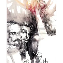 MORETTI Raymond - Lithographie originale "L'Homme de la Mancha 03"  43x32cm - 1985