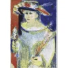 MOTTET Yvonne - Lithographie originale "Femme au chapeau" 102x68cm - Circa 1955