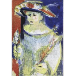 MOTTET Yvonne - Lithographie originale "Femme au chapeau" 102x68cm - Circa 1955
