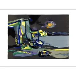 MOULY Marcel - Lithographie originale "Coucher de soleil sur les falaises" 54x75cm