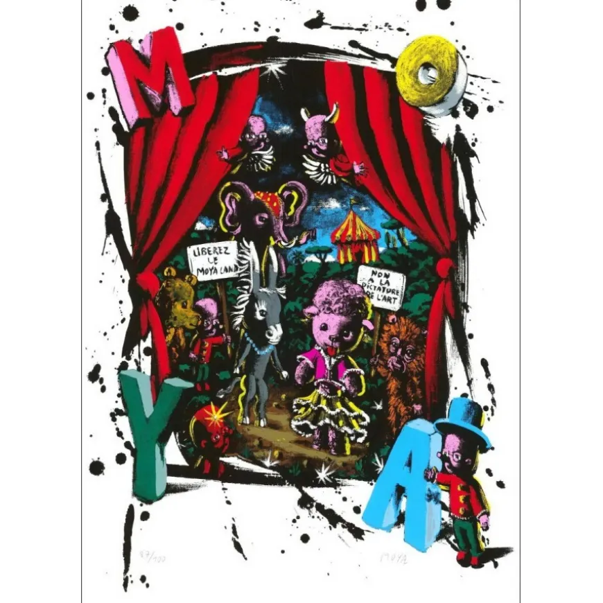 MOYA Patrick - Sérigraphie originale "Moya Land" 72x50cm