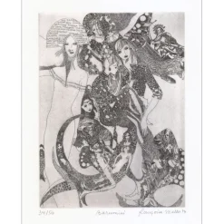 MULLER Françoise - Gravure originale à la pointe sèche "Barumini" 50x33cm - 1974