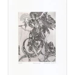 MULLER Françoise - Gravure originale à la pointe sèche "Barumini" 50x33cm - 1974