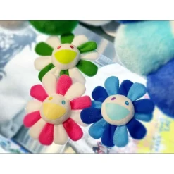 MURAKAMI Takashi - Porte-clés en peluche Motif fleur 7,6 cm - Rose et blanc - 2022