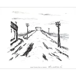 NAKACHE Armand - Lithographie signée au crayon "Route au crépuscule" 27x21cm - 1961