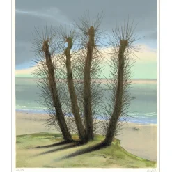 NOLOT Pierre - Lithographie originale "Arbres en bord de mer" - 72x56cm - 1974