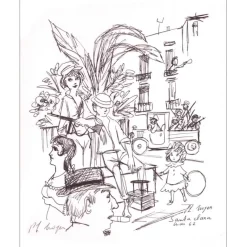 NOYER Philippe - Lithographie "Personnages" 27x21cm - 1963 - Signée au crayon