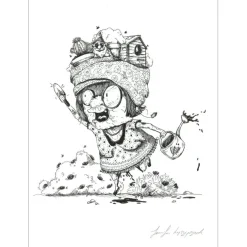 OH MAMIE! - Dessin original "Garden Party" 29x21cm