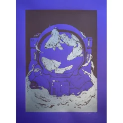 OH MAMIE! - Sérigraphie originale "Astro Bleu" 70x50cm