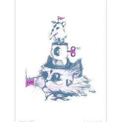 OH MAMIE! - Sérigraphie originale "Lovecats" 42x30cm